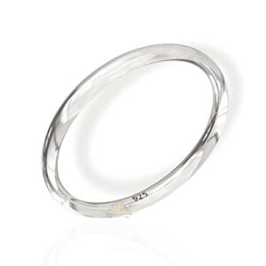 SJ SHUBHAM JEWELLERS™ 925 Mirror Finish Solid 925 Sterling Silver Kada for Men and Women (Half Round Solid Bangle)