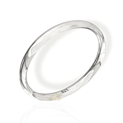 SJ SHUBHAM JEWELLERS™ 925 Mirror Finish Solid 925 Sterling Silver Kada for Men and Women (Half Round Solid Bangle)