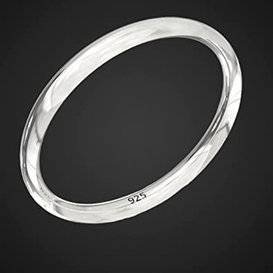 SJ SHUBHAM JEWELLERS™ 925 Mirror Finish Solid 925 Sterling Silver Kada for Men and Women (Half Round Solid Bangle) - Image 2