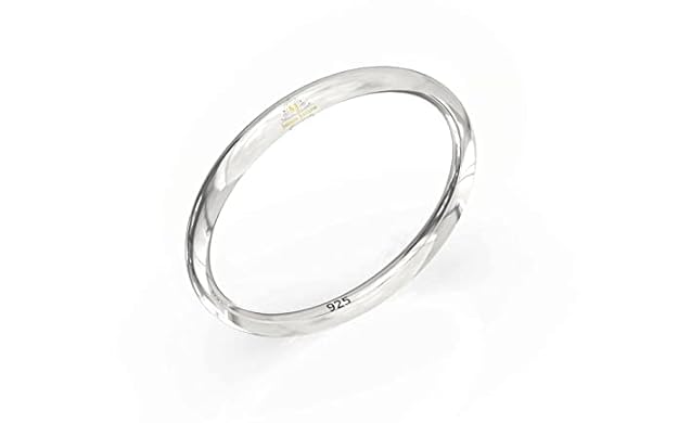SJ SHUBHAM JEWELLERS™ 925 Mirror Finish Solid 925 Sterling Silver Kada for Men and Women (Half Round Solid Bangle) - Image 6